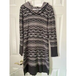 prAna Hooded Knit Sweater Dress Cotton Acrylic Women Size Large